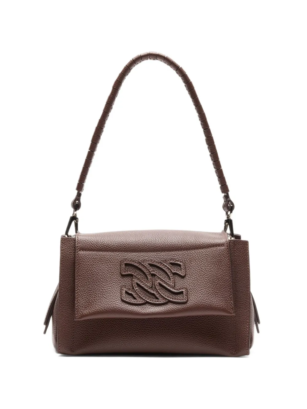 Casadei Brera Demetra embossed shoulder bag Bruin