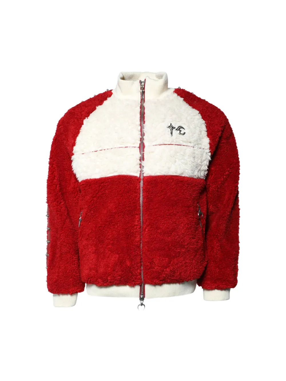 THUG CLUB Two Tone Sherpa jacket Rood