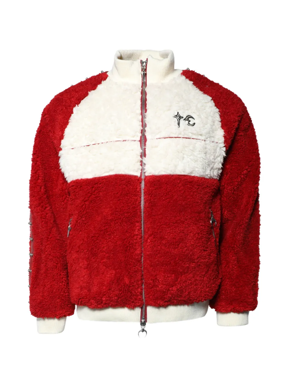 THUG CLUB Two Tone Sherpa jacket Rood