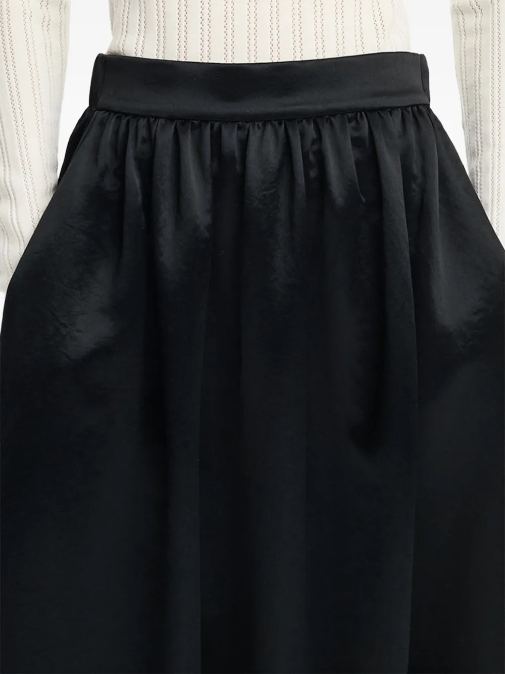 Maria McManus lace-trim gathered midi skirt Zwart