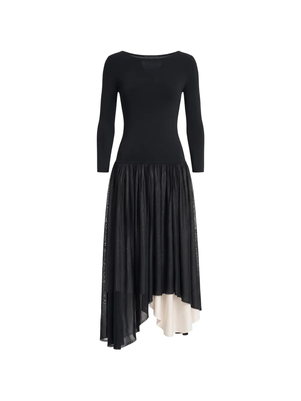 Maria McManus boat-neck asymmetric dress Zwart