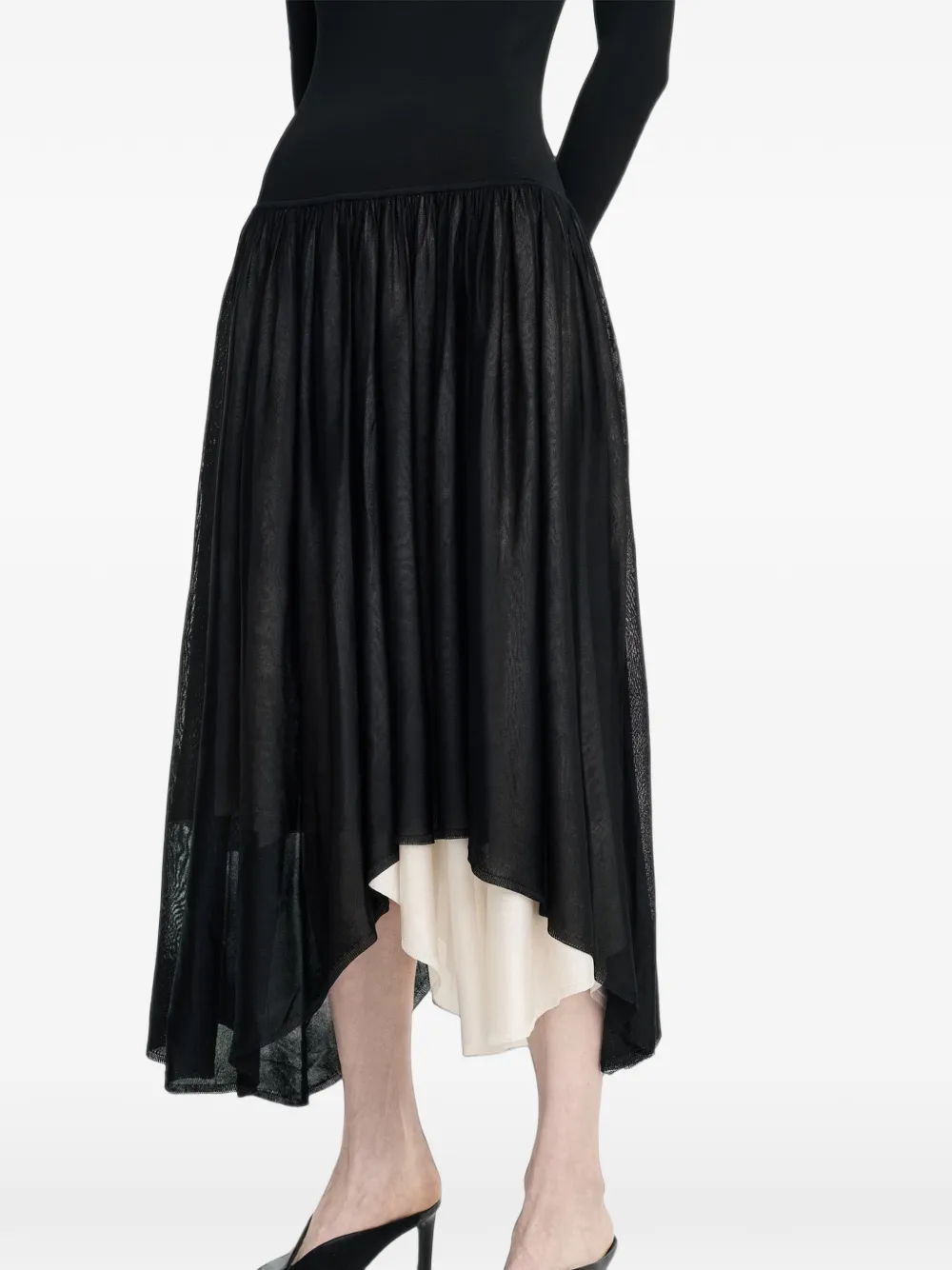 Maria McManus boat-neck asymmetric dress Zwart