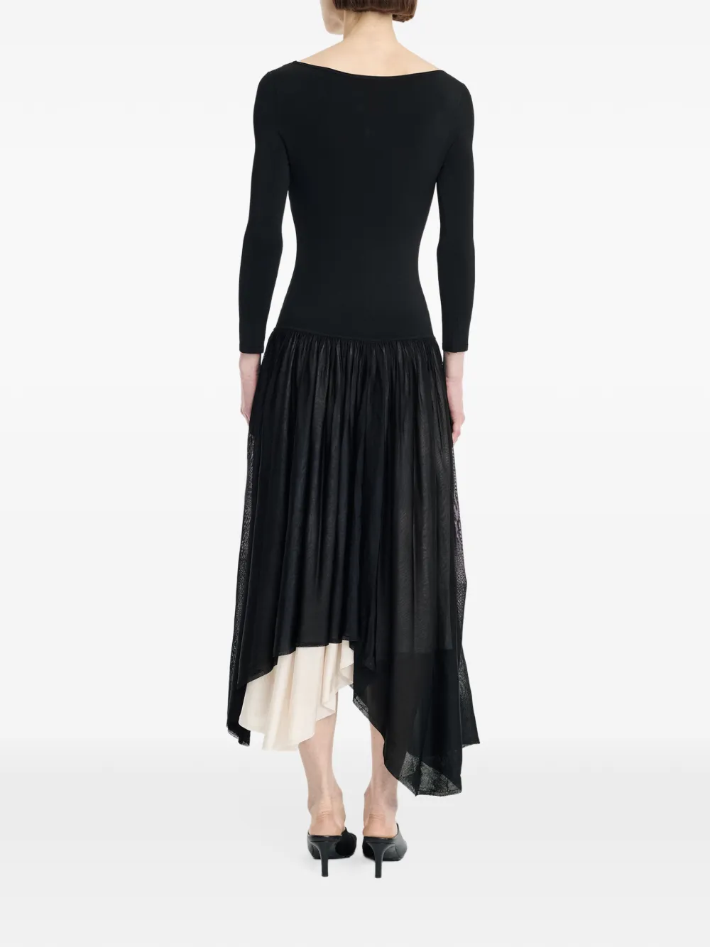 Maria McManus boat-neck asymmetric dress Zwart