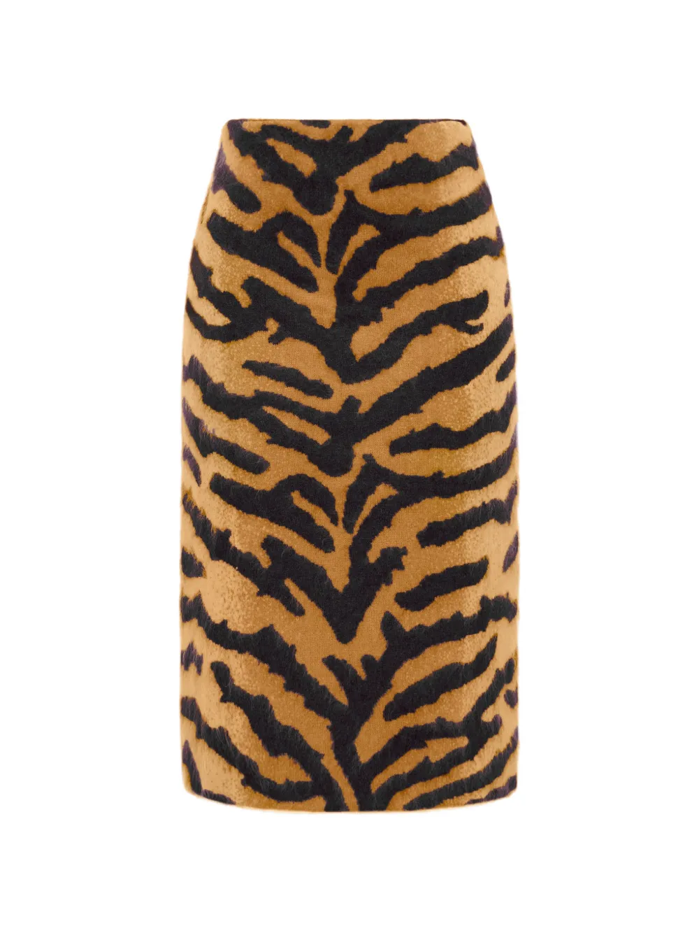 Adam Lippes Amari tiger-print cashmere midi straight skirt - Schwarz
