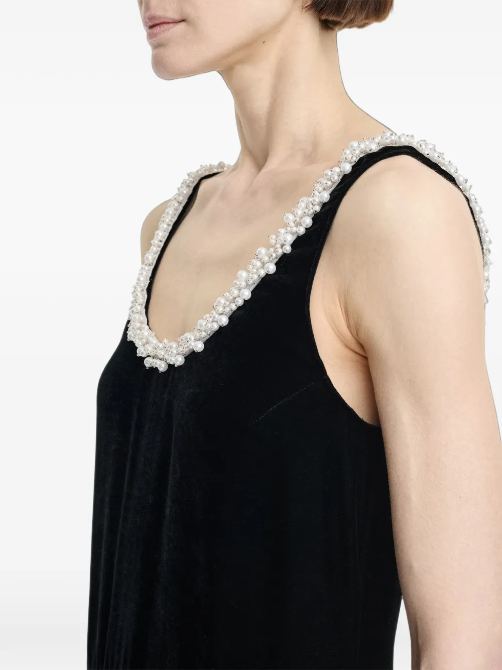 Maria McManus pearl-trim maxi dress Zwart