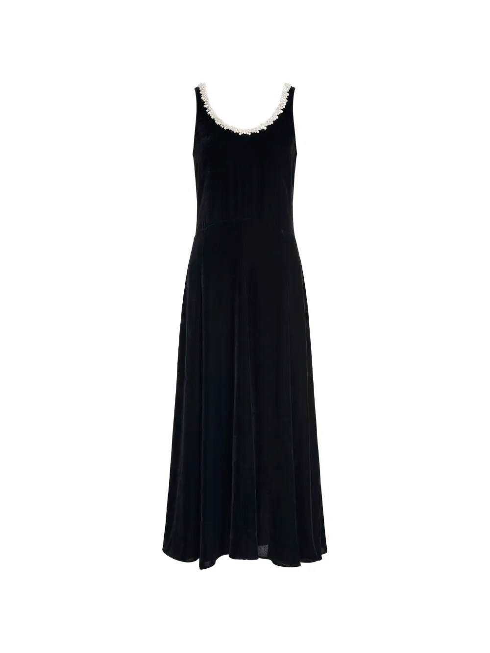 Maria McManus pearl-trim maxi dress Zwart