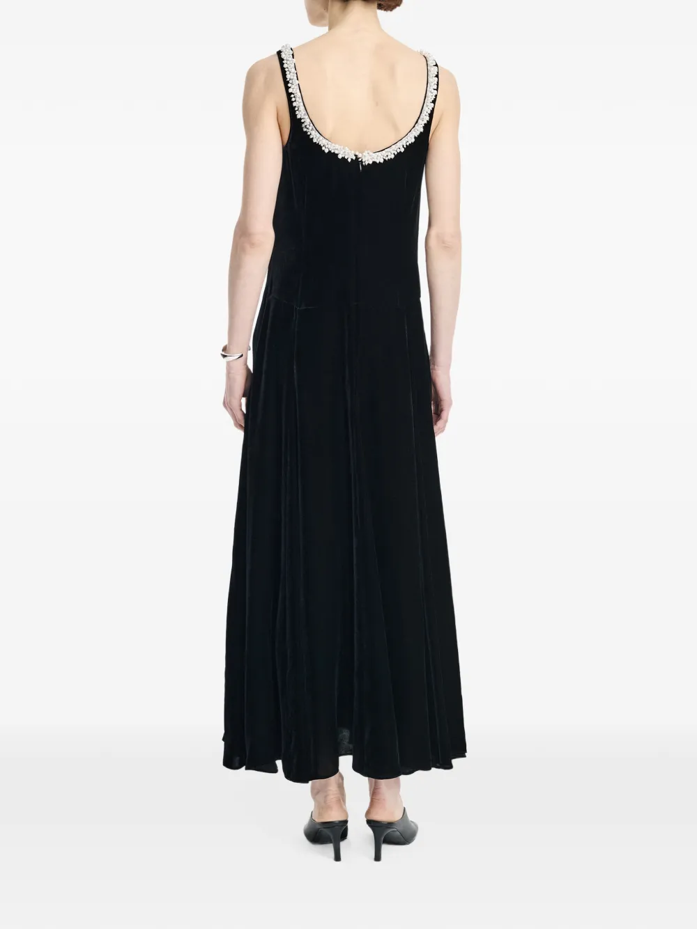 Maria McManus pearl-trim maxi dress Zwart
