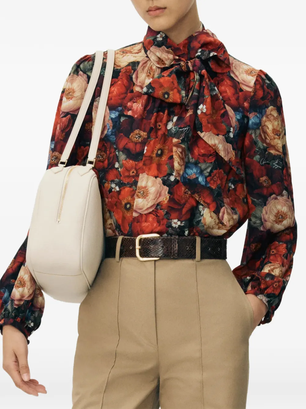 Adam Lippes Joan floral-print silk blouse Rood