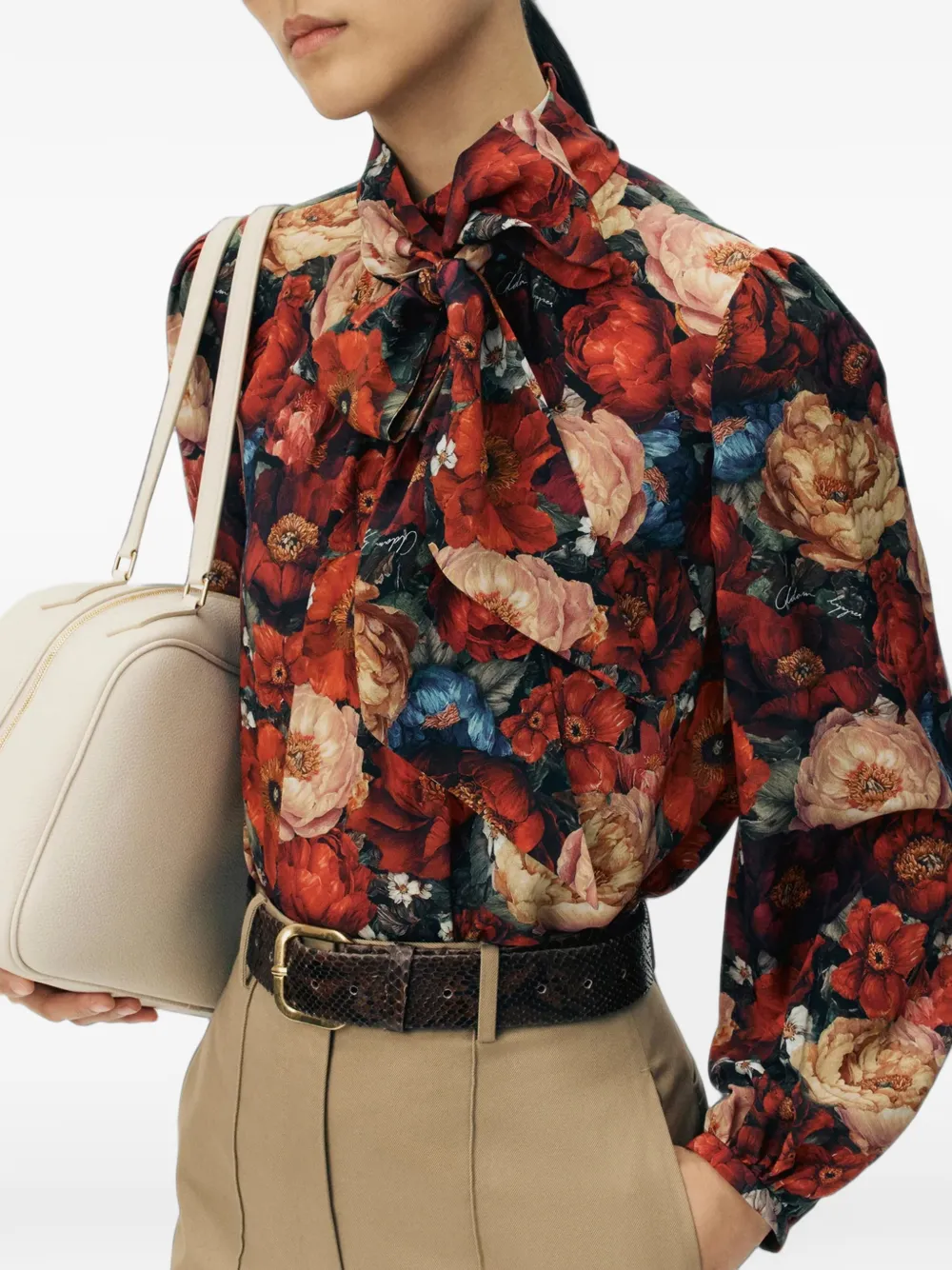 Adam Lippes Joan floral-print silk blouse Rood