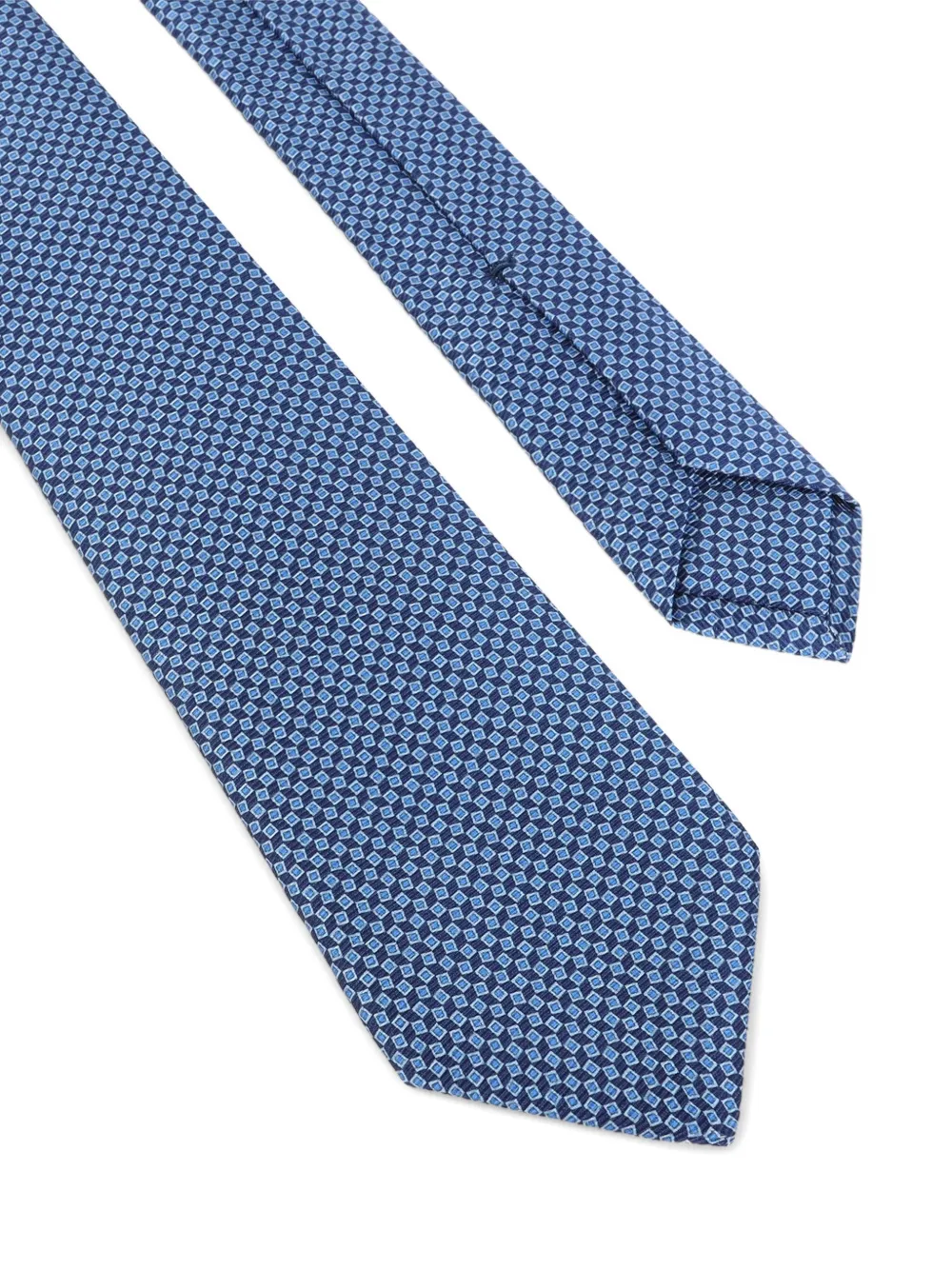 Kiton micro-pattern silk tie Blauw