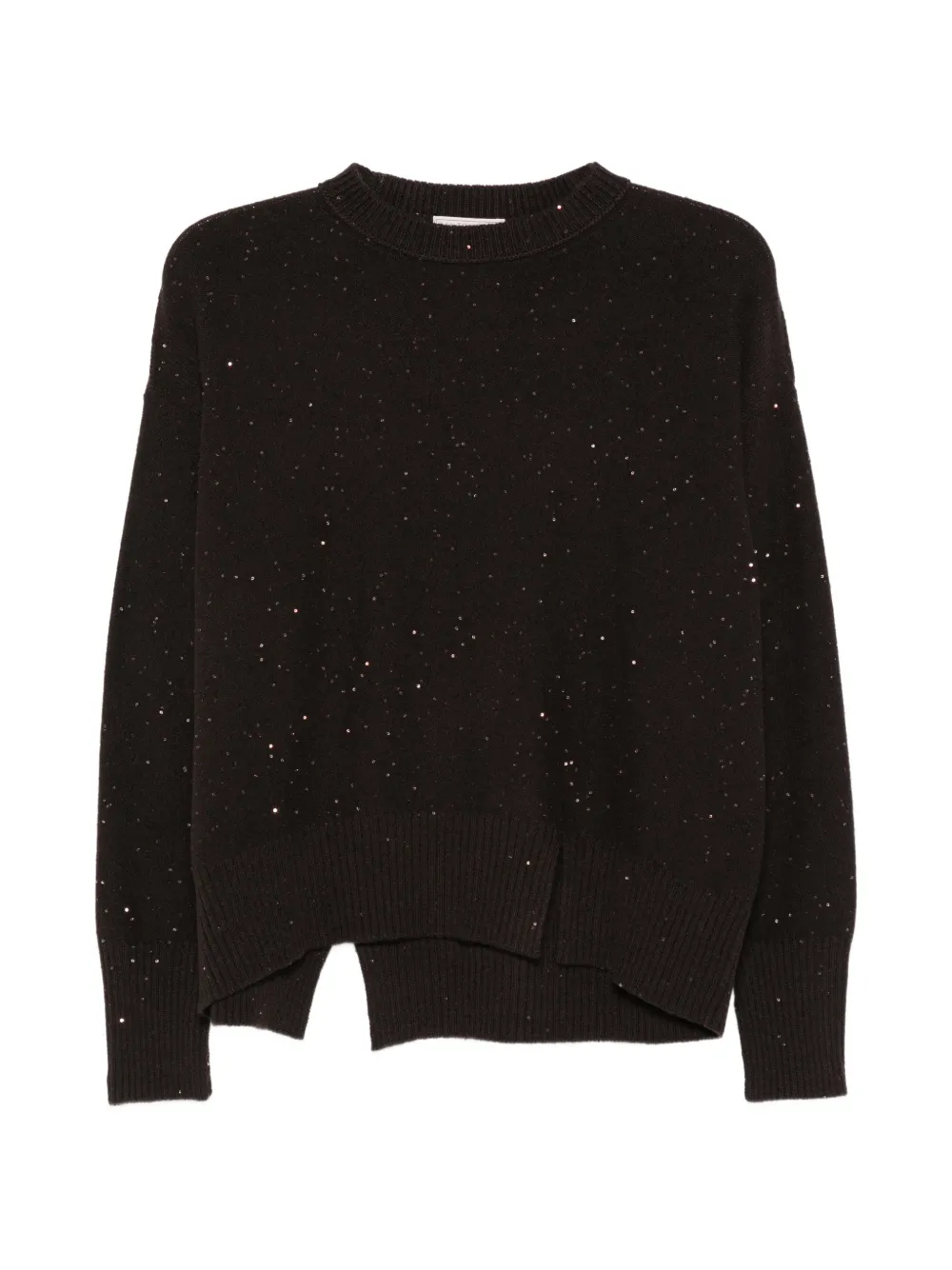 Antonelli sequin-embellished side-slit sweater - Marrone