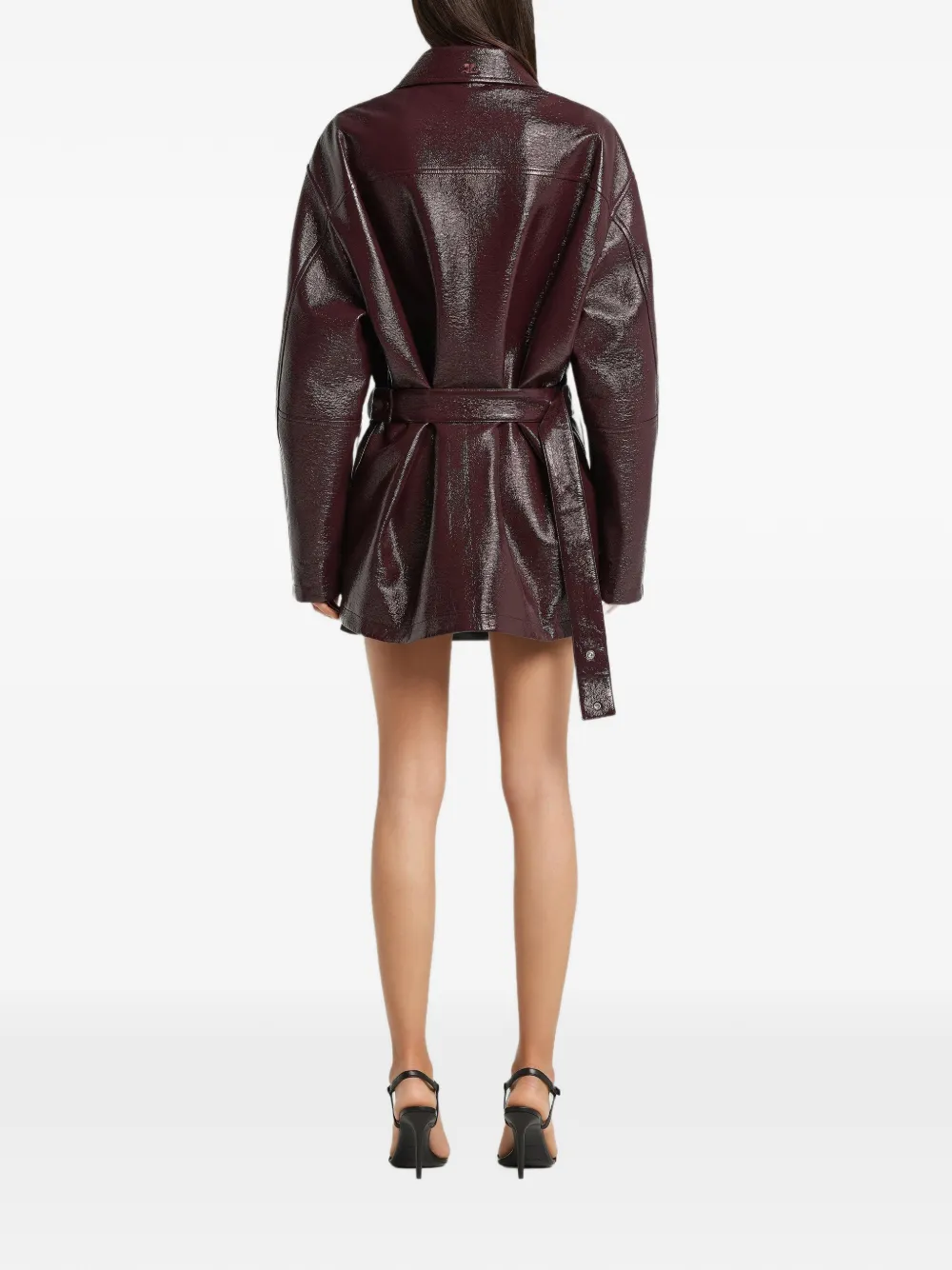 Courrèges zipped vinyl maxi coat Rood
