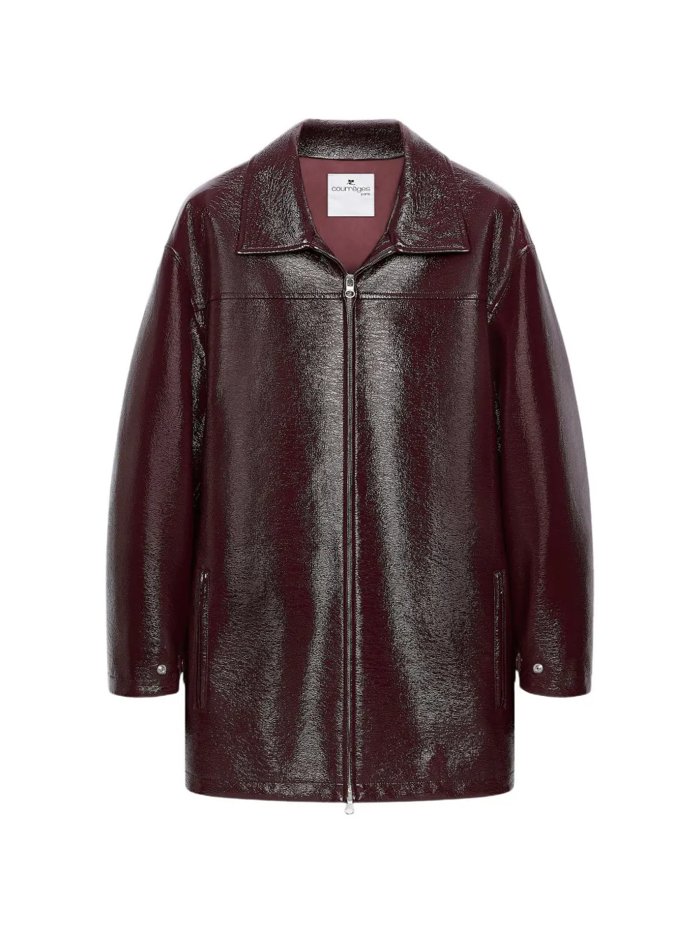 Courrèges zipped vinyl maxi coat Rood