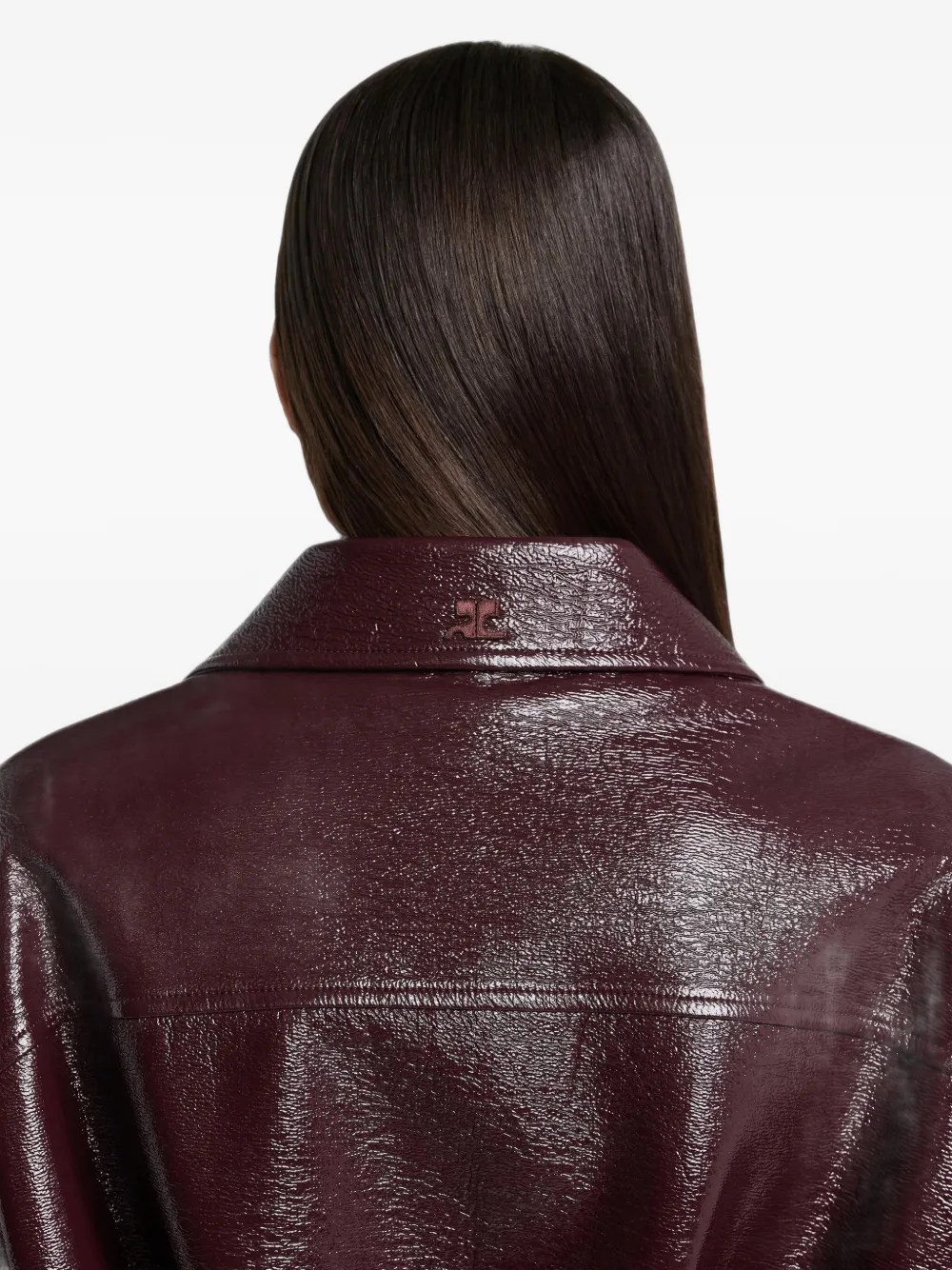 Courrèges zipped vinyl maxi coat Rood