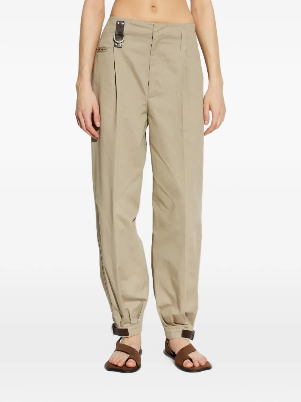 Moschino buckle-detail pleated trousers Beige