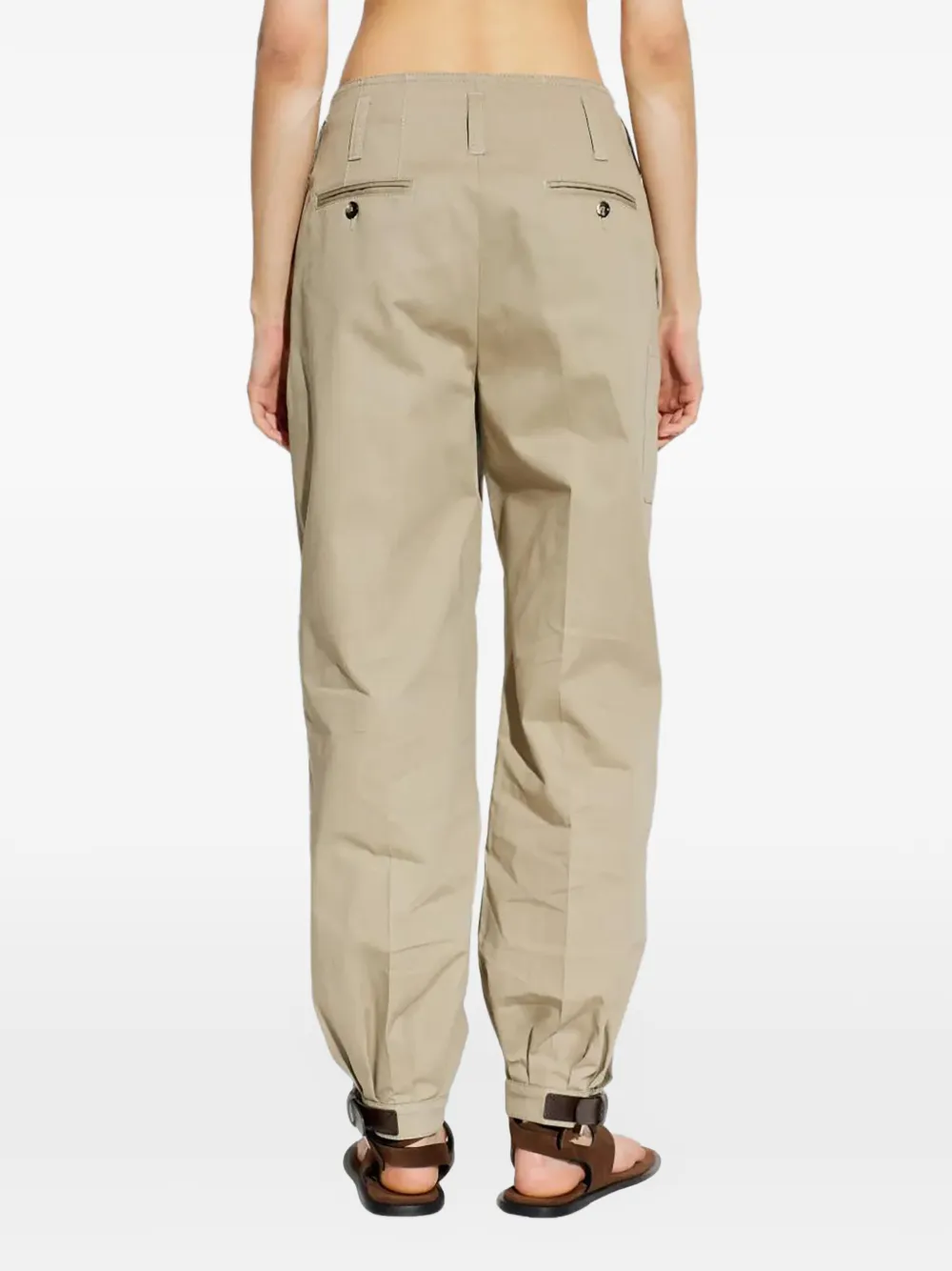 Moschino buckle-detail pleated trousers Beige