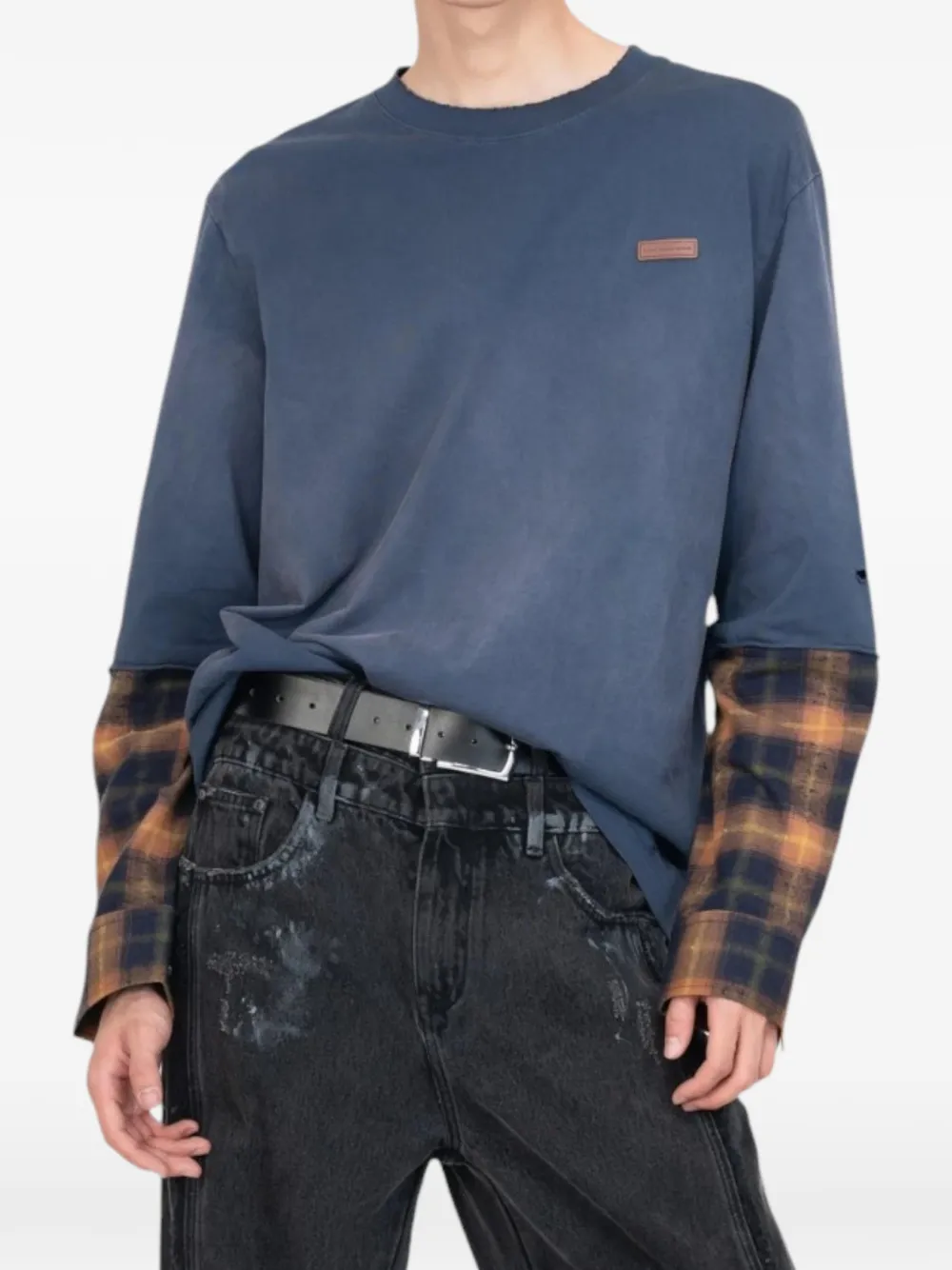 Feng Chen Wang T-shirt met kleurverloop en patchwork Blauw