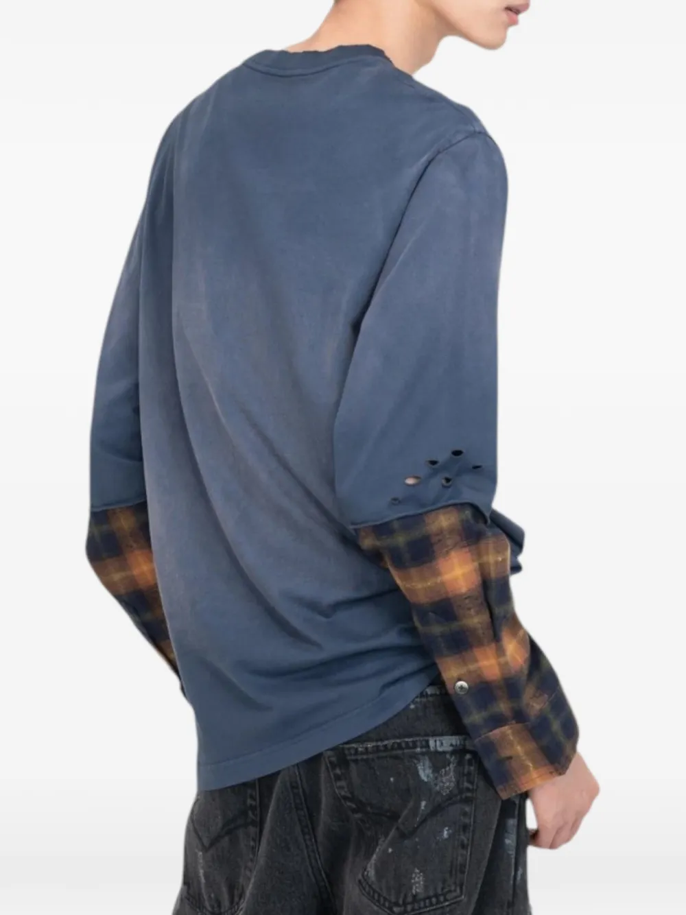 Feng Chen Wang T-shirt met kleurverloop en patchwork Blauw