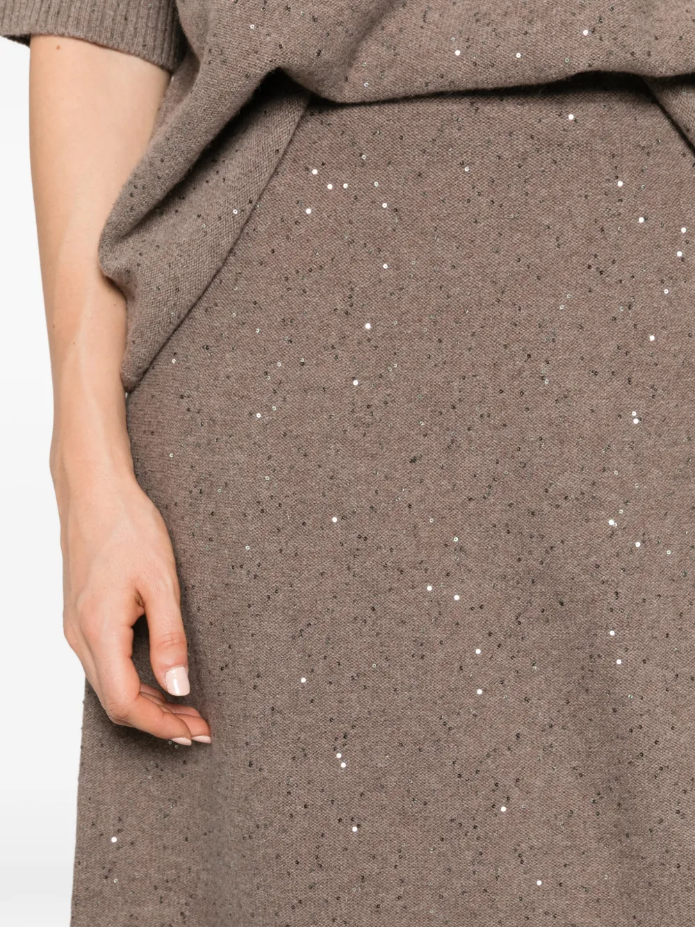 Antonelli sequin-embellished knitted skirt Bruin