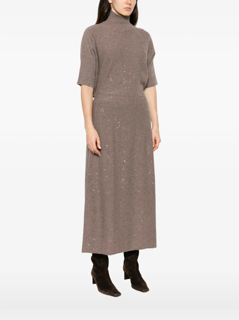Antonelli sequin-embellished knitted skirt Bruin