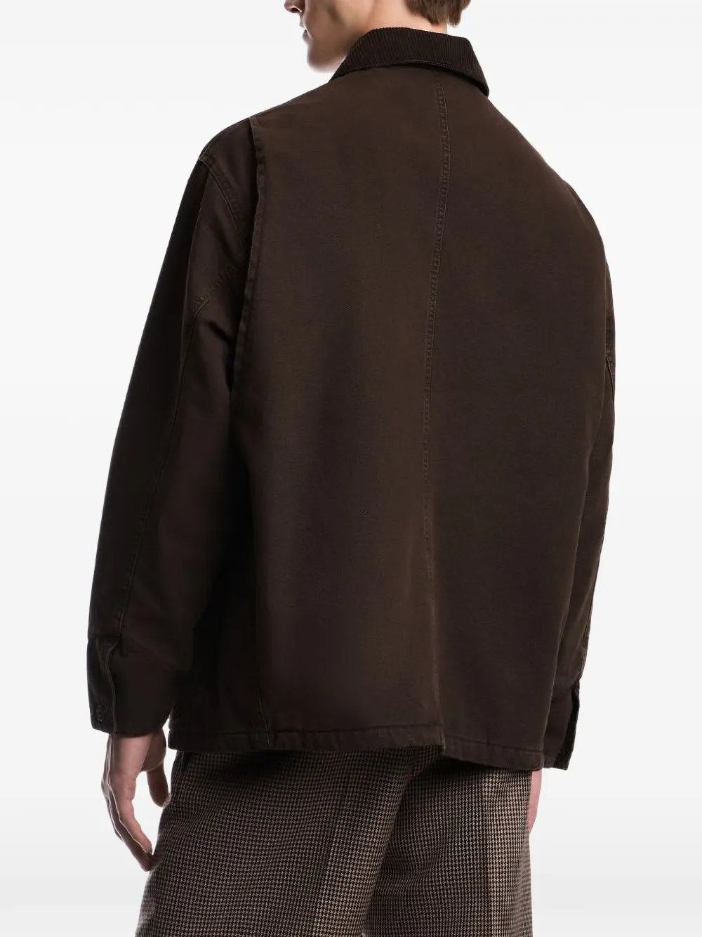 Emporio Armani cotton caban-coat with a corduroy collar and patch pockets Bruin