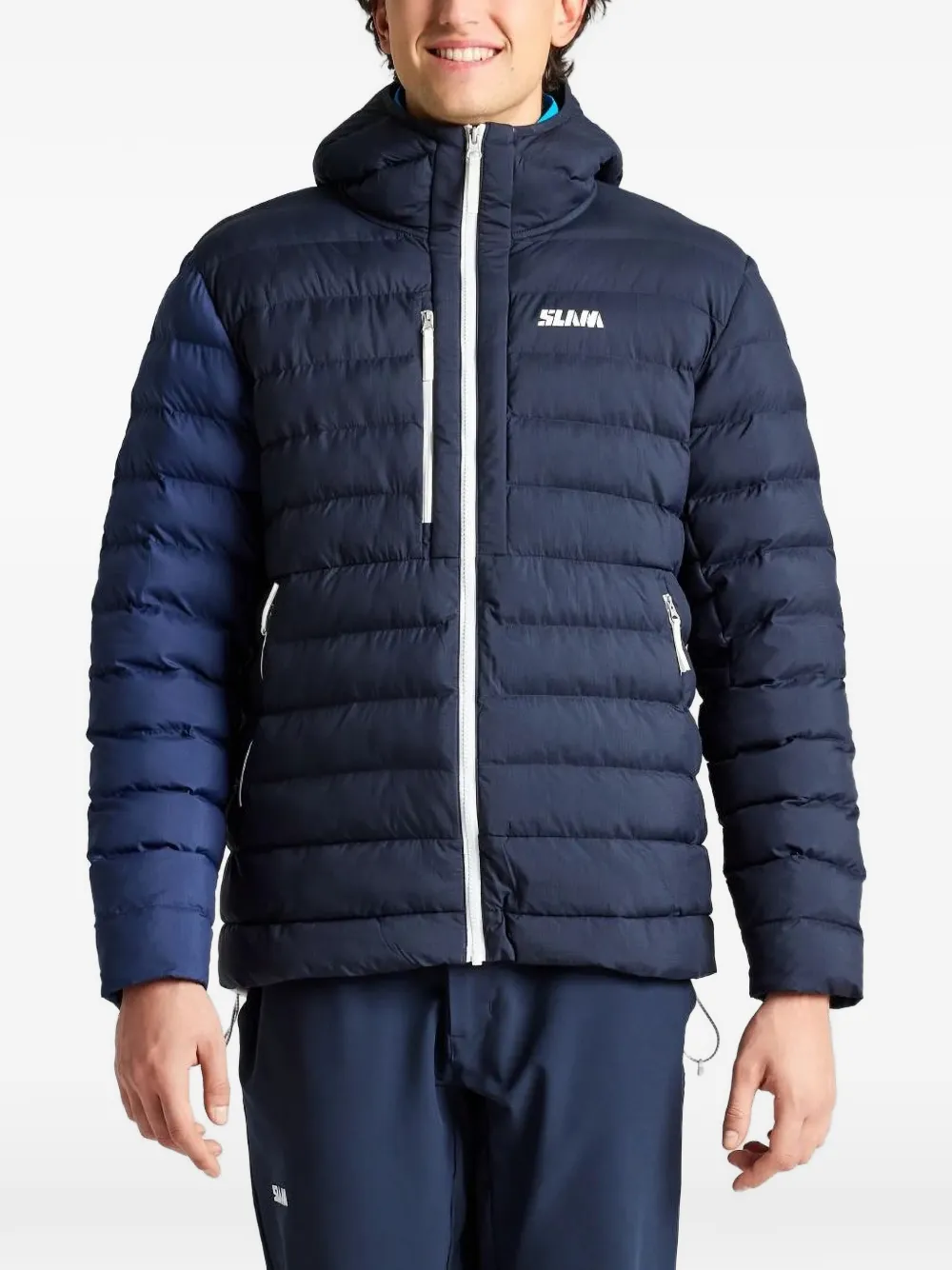SLAM Altura Puffer logo-print quilted jacket Blauw