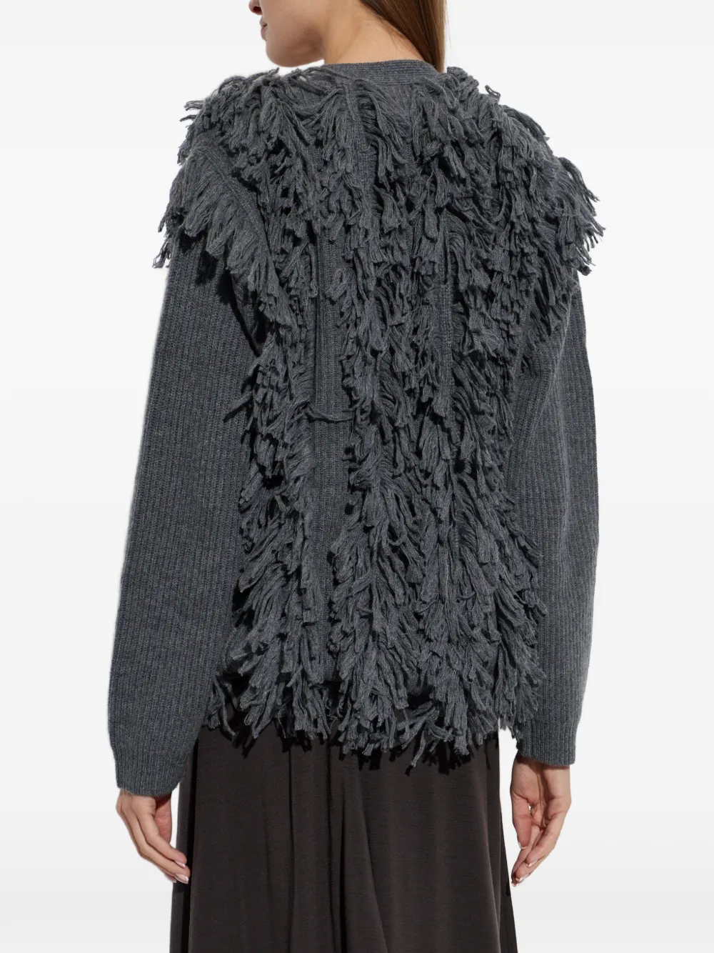 Lisa Yang Soreia fringe-trimmed cardigan Grijs