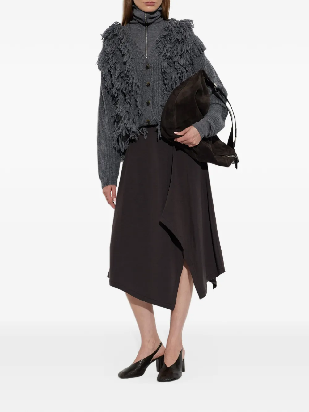 Lisa Yang Soreia fringe-trimmed cardigan Grijs