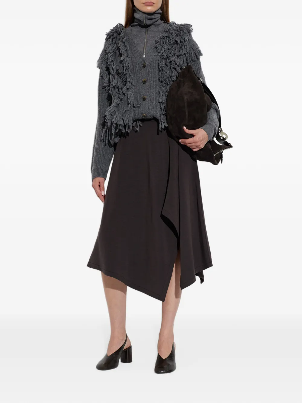 Lisa Yang Soreia fringe-trimmed cardigan - Grigio