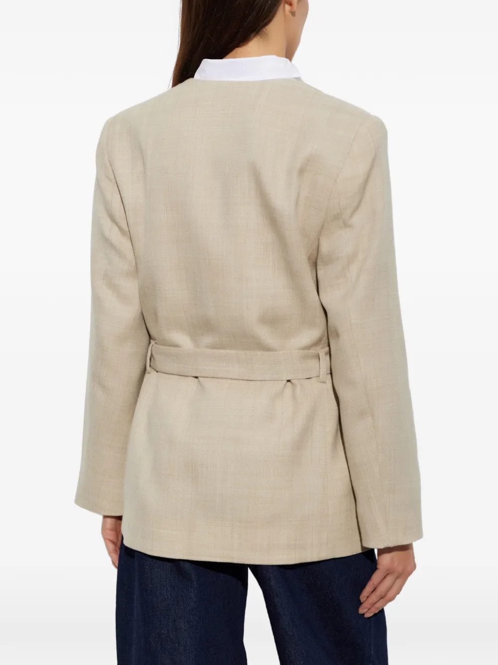 By Malene Birger Emma fringed belted jacket Beige