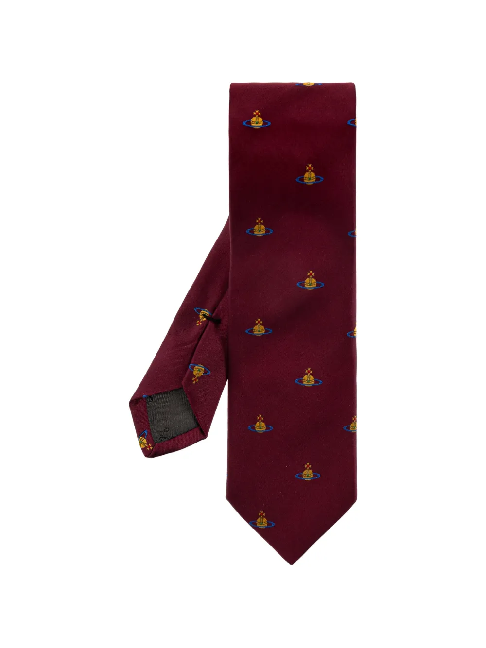 Vivienne Westwood Orb-embroidered silk tie Rood
