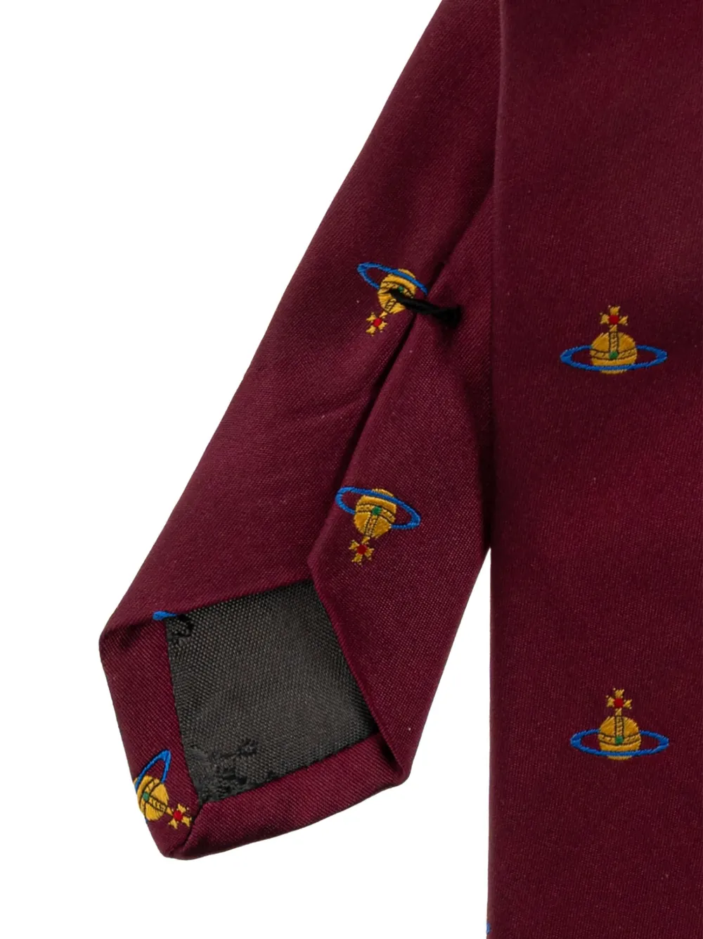 Vivienne Westwood Orb-embroidered silk tie Rood