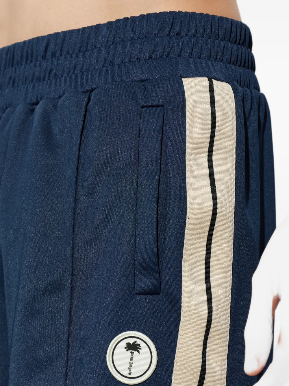 Palm Angels side-stripe logo-patch shorts Blauw