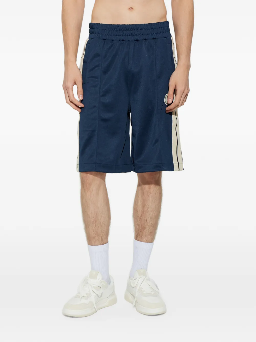 Palm Angels side-stripe logo-patch shorts Blauw