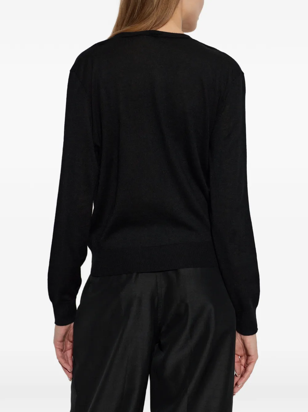 Lisa Yang asymmetric-buttoned V-neck cardigan Zwart