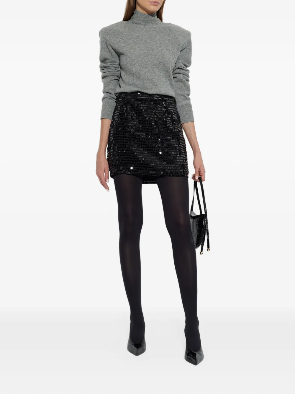 ROTATE BIRGER CHRISTENSEN sequin-embellished skirt Zwart