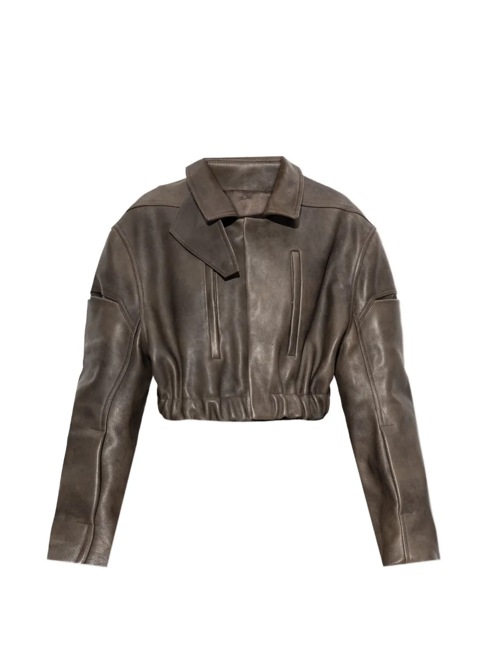 Rick Owens cropped leather jacket - Braun