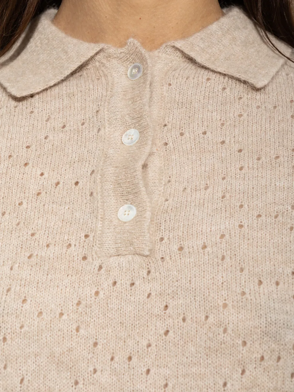 Paul & Shark perforated-knit polo top Beige