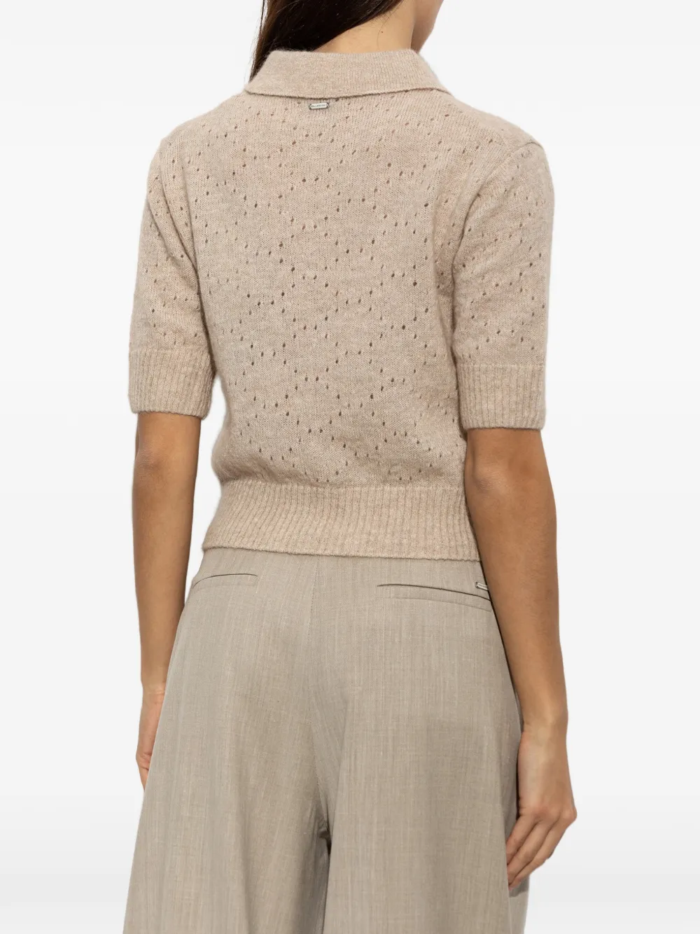 Paul & Shark perforated-knit polo top Beige