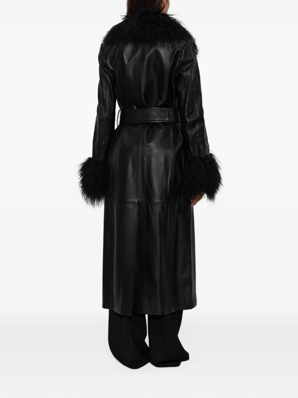STAND STUDIO Monica leather coat Zwart