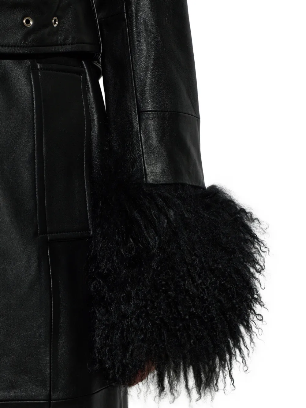 STAND STUDIO Monica leather coat Zwart