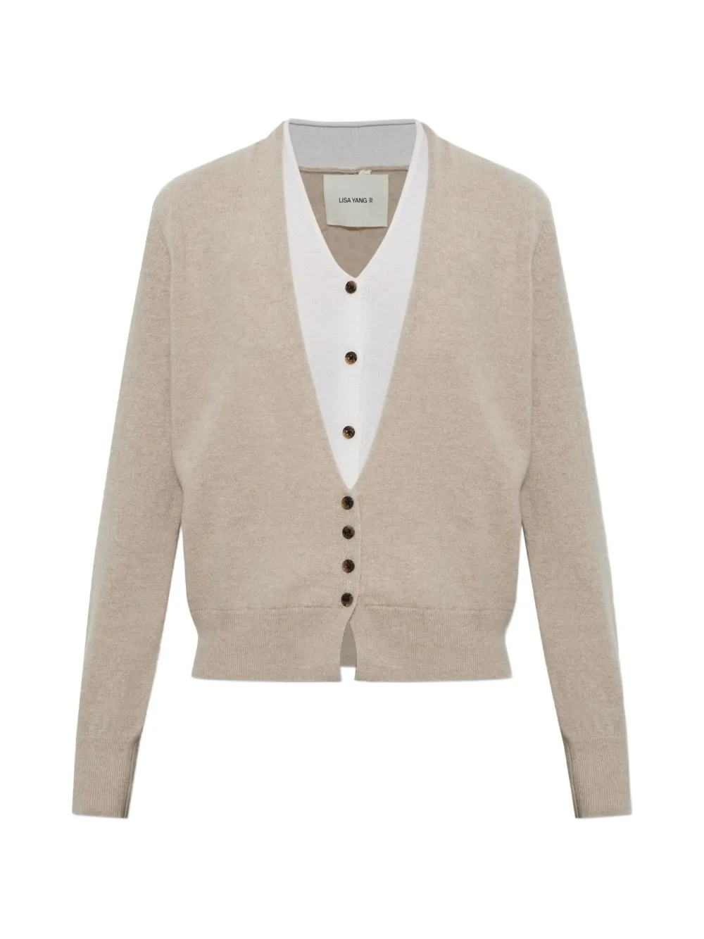Lisa Yang Vani layered-effect button-down cardigan Beige