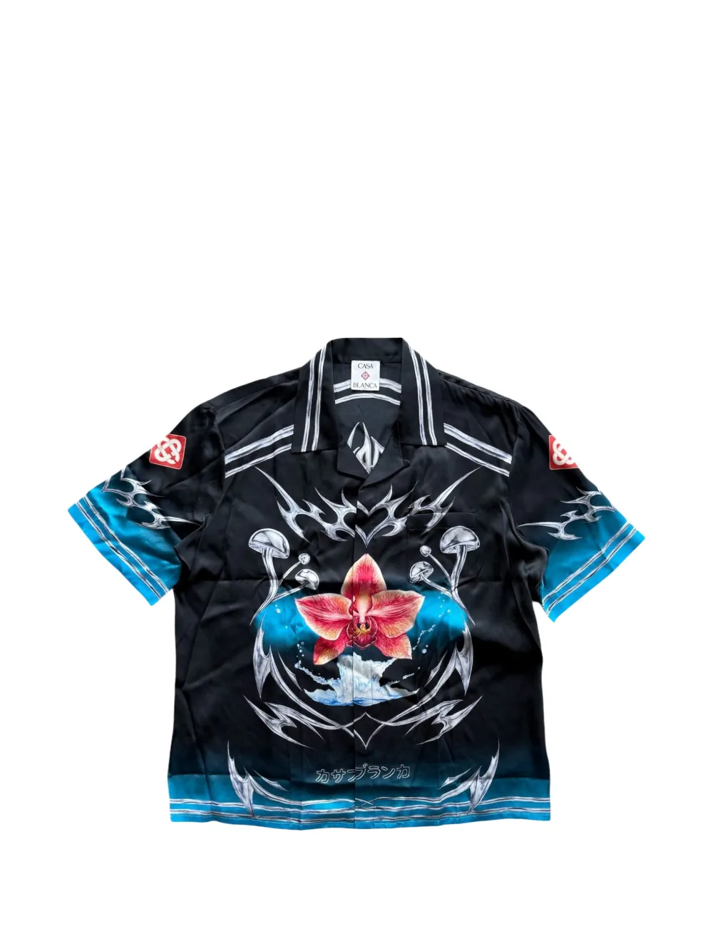 Casablanca Blades graphic-print silk shirt Zwart