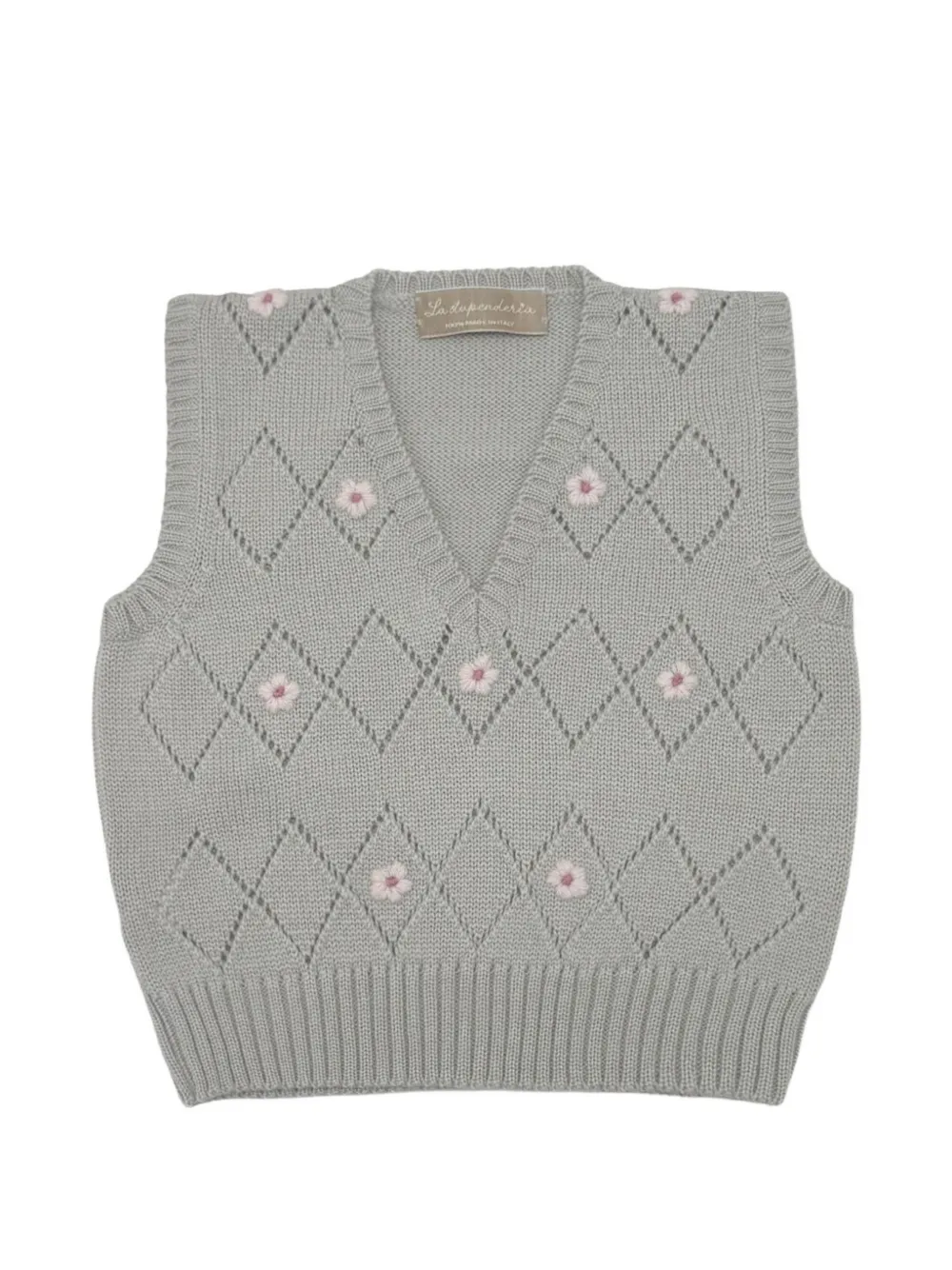 La Stupenderia diamond-knit embroidered vest Grijs