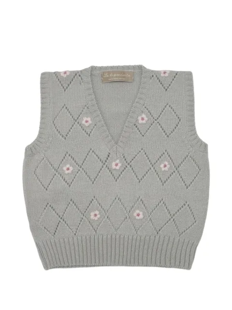 La Stupenderia diamond-knit embroidered vest