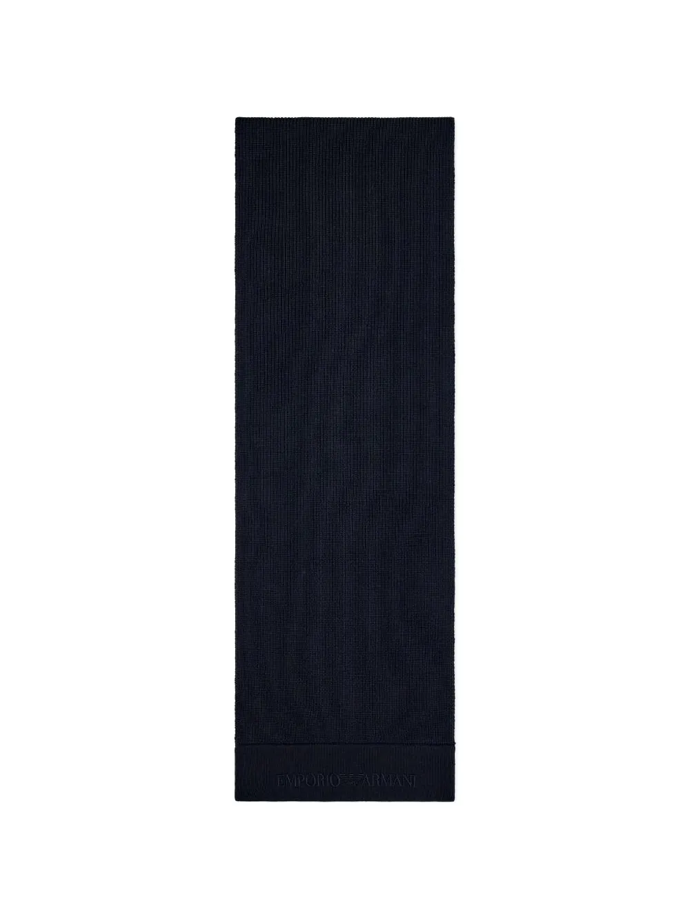 Emporio Armani ribbed virgin-wool scarf with an embossed logo Blauw