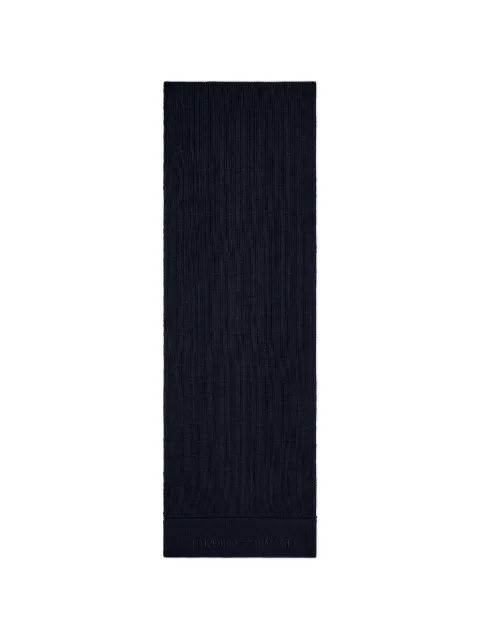Emporio Armani ribbed virgin-wool scarf with an embossed logo