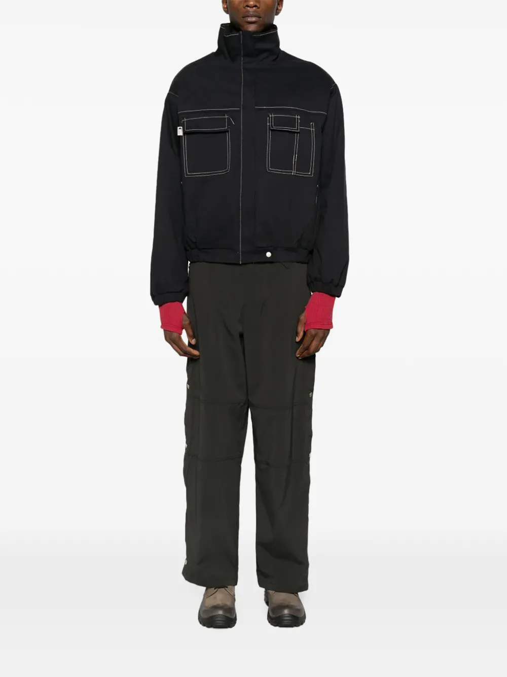 Carrer Barrau contrast-stitch bomber jacket Zwart