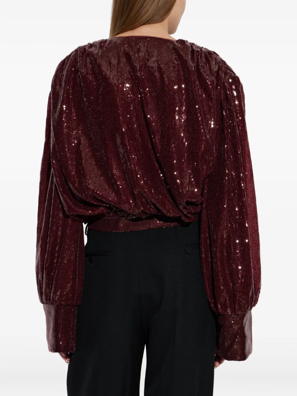 ROTATE BIRGER CHRISTENSEN Top met pailletten en V-hals Rood