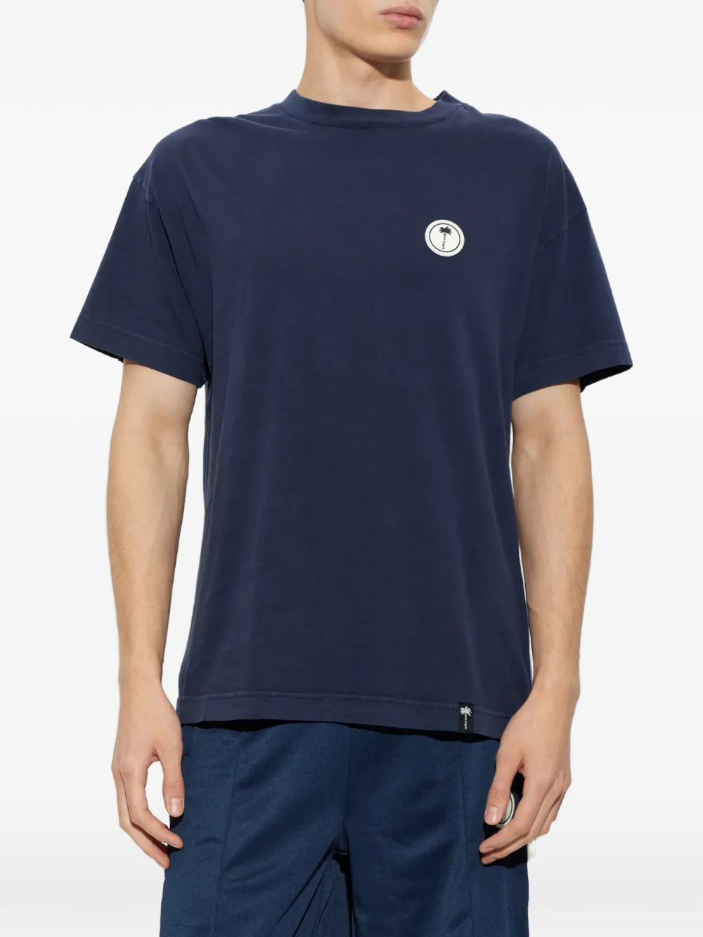 Palm Angels embroidered-logo T-shirt Blauw